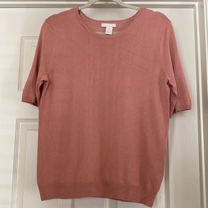 H&M Dusty Rose Basic Crewneck Shortsleeve Sweater